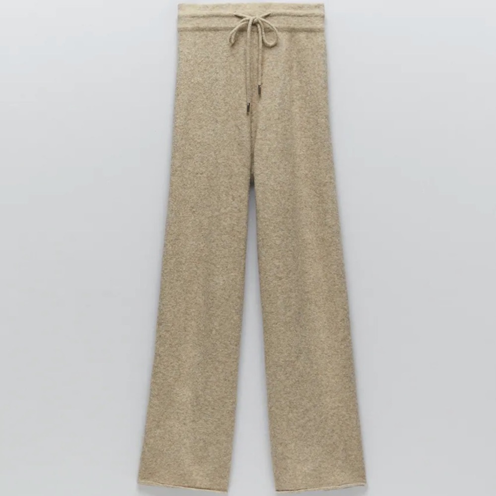Zara wide leg knit pants in beige